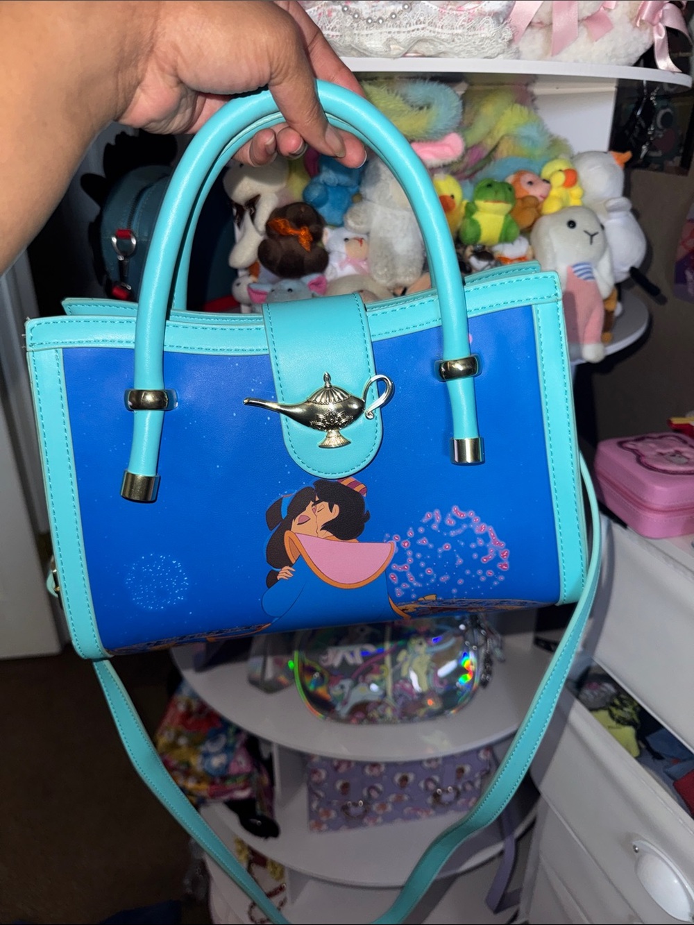 Loungefly Turquoise Genie Clear Panel Satchel - Picture 2 of 4